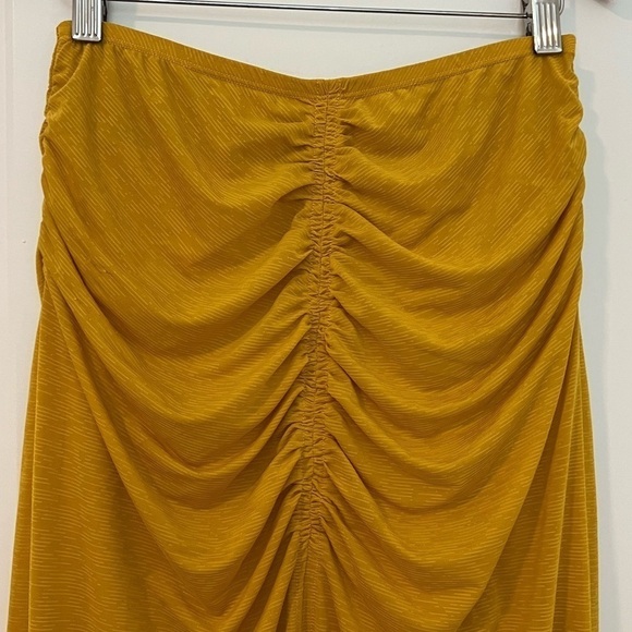 House of Harlow 1960 Sexy Summer Ruched Jersey Maxi Skirt Bronze Yellow Size XS - Picture 3 of 12